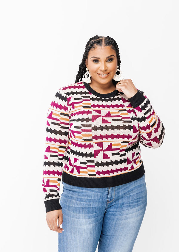Abani Women's African Print Sweater (Peach Kente) - Clearance