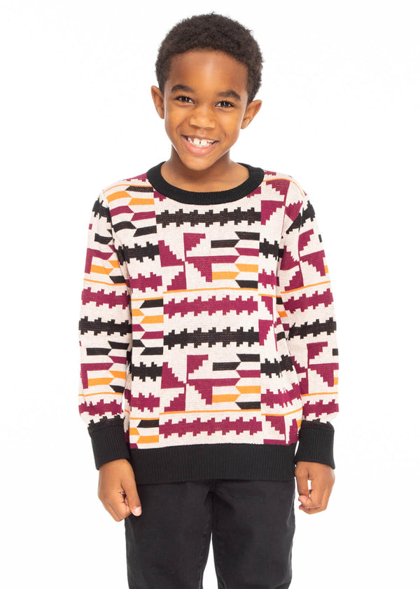 Oma Kid's African Print Sweater (Peach Kente) - Clearance