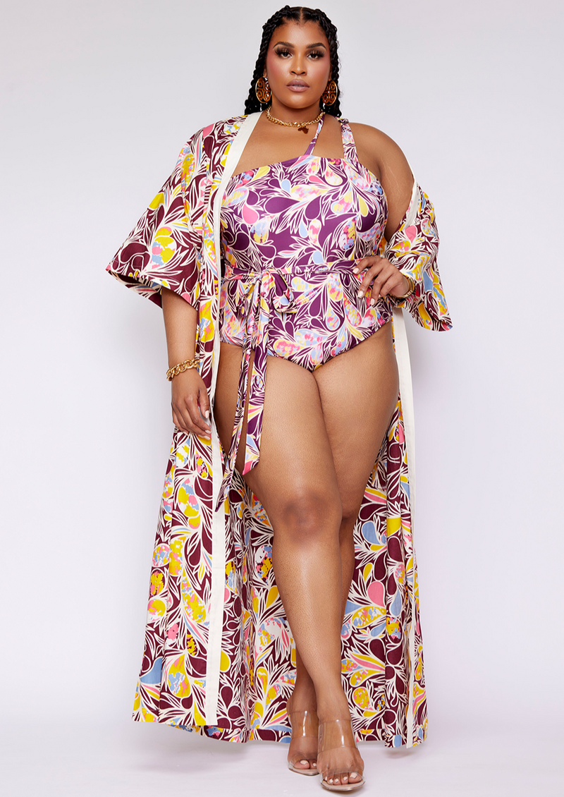 Freesia Women's African Print Kimono (Tropical Paisley) - Clearance